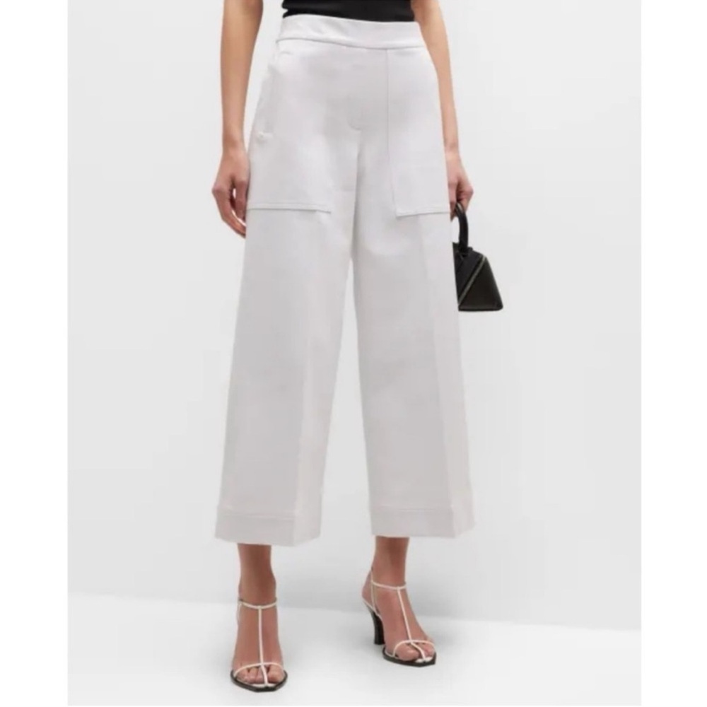 spanx cropped wide leg pants in classic white